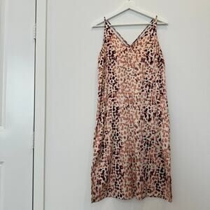 Stars Above leopard print satin silky nightgown v-neck dress XS